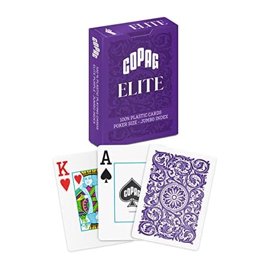 Copag Elite 100% Plastic Playing Cards, Poker Size Jumbo Index Single Deck (Purple)
