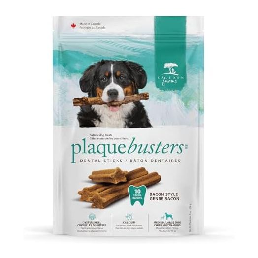 Caledon Farms Plaque Busters with Bacon Dog Treats: Grain Free, Gluten Free, No Additives, Colors or Preservatives, Brown 8 Count (Pack of 1)