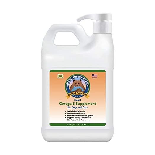 Grizzly Omega Health for Dogs & Cats, Wild Salmon Oil/Pollock Oil Omega-3 Blend
