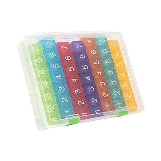 e-Pill 7 Times a Day x 7 Day Weekly Pill Organizer Pillbox with Clear Case