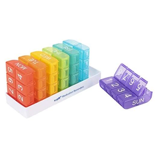 e-Pill 8 Times a Day x 7 Day Large Weekly Pill Organizer - Multicolor