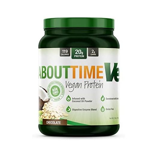 About Time Natural Vegan Protein Chocolate 2lb, 24g Protein, Non-GMO, Plant Based, Gluten Free, Soy Free