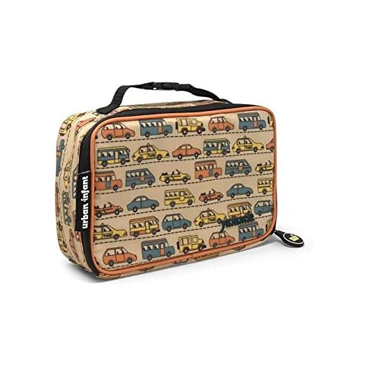 Urban Infant Yummie Kids Lunch Box Insulated Bag - Toddler Boys and Girls – Perfect for Daycare Preschool Travel Snacks – Allergy Alert Cards - Fits Bento Boxes - Traffic