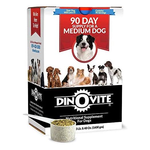 Dinovite Probiotic Supplement for Dogs - Omega 3 for Dogs - Hot Spot Relief - Skin & Coat Supplement for Dogs (90 Day Supply for Medium Dogs (56.4 oz))