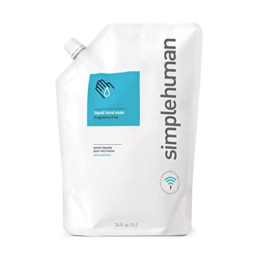 simplehuman Fragrance Free Moisturizing Liquid Hand Soap Refill Pouch, 34 Fl. Oz