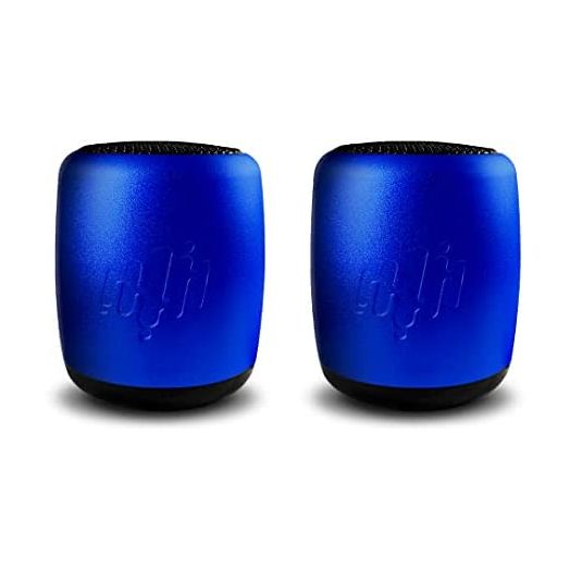 Zompers Pure-Hypr Audio SB300 Mini Speaker Pair | Two Portable Bluetooth Speakers | Hours of Quality Music | The Little Speakers with Big Sound | Blue