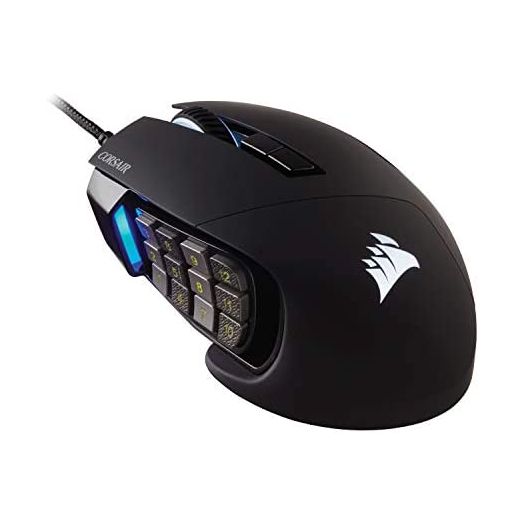 Corsair Scimitar RGB Elite, MOBA/MMO Gaming Mouse, Black, Backlit RGB LED, 18000 DPI, Optical