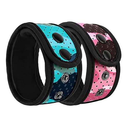 MoKo Sweatproof Ankle Strap Fit Fitbit Luxe/Inspire 2/Inspire/Inspire HR/Charge 5/4/3/2/Alta/Alta HR/Flex/Flex 2/Vivosmart HR, 2 Pack Adjustable Fitness Tracker Ankle Band with Mesh Pouch,Blue + Pink