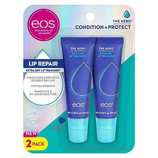 eos The Hero Lip Repair, Extra Dry Lip Treatment, 24HR Moisture, Natural Strawberry Extract, 0.35 fl oz, 2-Pack