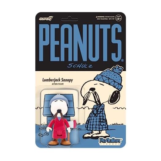 Super7 Peanuts Lumberjack Snoopy - 3.75" Peanuts Action Figures with Accessory Classic Cartoon Collectibles and Retro Toys
