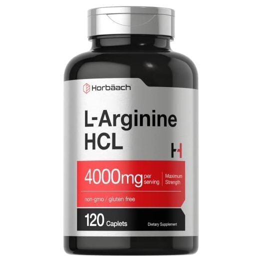 Horbaach L Arginine 4000 mg, 120 Caplets, Nitric Oxide Precursor Supplement