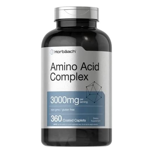 Horbaach Amino Acid Complex 3000mg, 360 Caplets, Non-GMO, Gluten Free Amino Acids Supplement