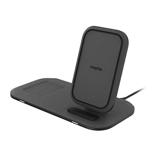 mophie Wireless Charging Stand+ Wireless Charging Stand and pad with USB-A Port. for AirPods, Apple Watch, iPhone, Samsung Galaxy, Qi-Enabled Devices