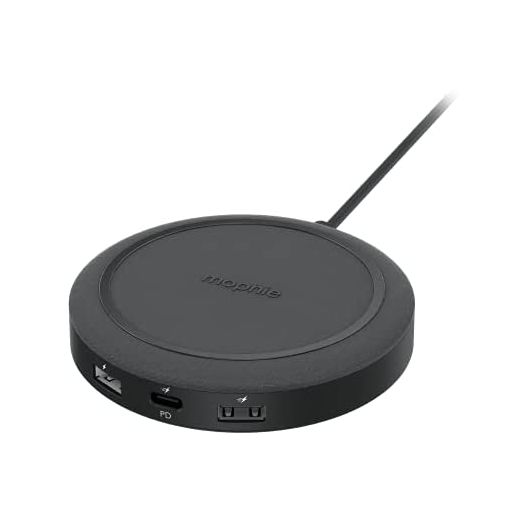 mophie - Wireless Charging hub Universal Wireless Charging hub with USB-A and USB-C Ports. for AirPods, iPhone, Google Pixel, Samsung Galaxy, Qi-Enabled Devices, USB-C and USB-A Devices - Black