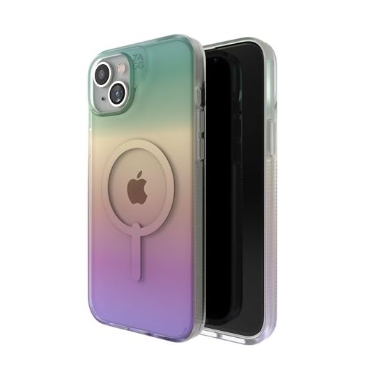 ZAGG Milan Snap iPhone 15 Plus/ 14 Plus Case - Drop Protection (13ft/4m), Durable Graphene, Scratch-Resistant, Wireless Charging MagSafe Case, Iridescent