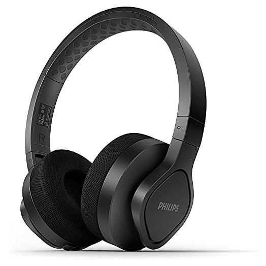 Philips A4216 Wireless Sports Headphones, up to 35 Hours Play time, Washable Cooling Ear-Cup Cushions, IP55 Water/dust Protection, Bluetooth + 3.5 mm Audio Port, Built-in Microphone TAA4216BK