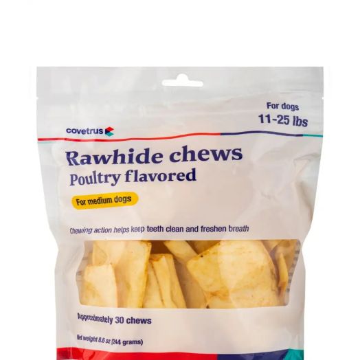 Covetrus Dental Rawhide Enzymatic Chews, Poultry Flavored for Medium Dogs 11-25 lbs (Formerly Enzy-Chews) - 30 Chews (8.6 oz / 244 Grams)