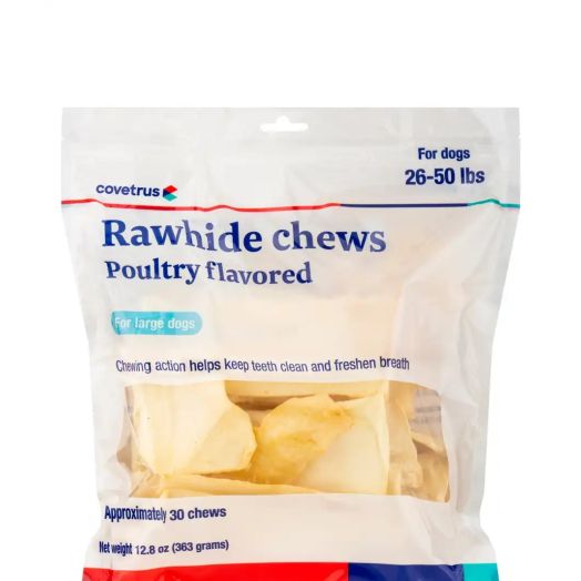 Covetrus Dental Rawhide Enzymatic Chews, Poultry Flavored for Large Dogs 26-50 lbs (Formerly Enzy-Chews) - 30 Chews (12.8 oz / 363 Grams)