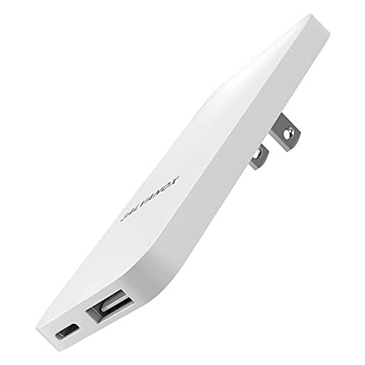 Type C Flat Wall Charger, Galvanox Ultra Slim (Multi-Port Power Adapter) for iPhone 11/12 iPhone 13 Pro/Max and Samsung Galaxy Models, 20W Fast Charging Outlet Plug (Dual USB-C USB-A)