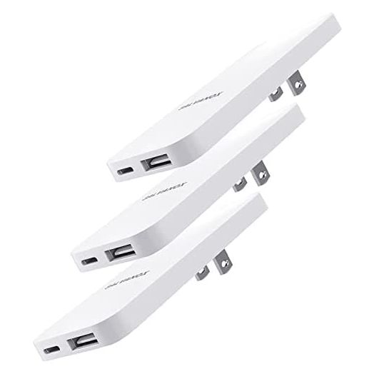 (3 Pack) Flat Type C Wall Charger, Galvanox Ultra Slim Dual Port USB-C/USB-A Multi Port Travel Plug, Low Profile Power Adapter (Fast Charging 20W)