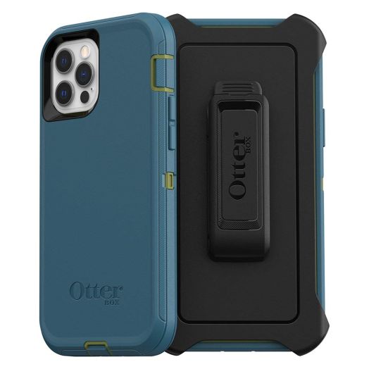 OtterBox iPhone 12 & iPhone 12 Pro Defender Series Case - TEAL ME ABOUT IT (GUACAMOLE/CORSAIR), rugged & durable, with port protection, includes holster clip kickstand