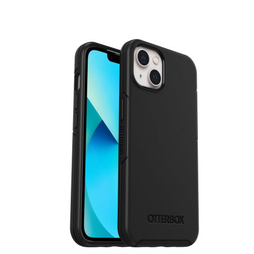 OtterBox iPhone 13 (ONLY) Symmetry Series Case - Single Unit Ships in Polybag, Ideal for Business Customers - BLACK, ultra-sleek, wireless charging compatible, raised edges protect camera & screen
