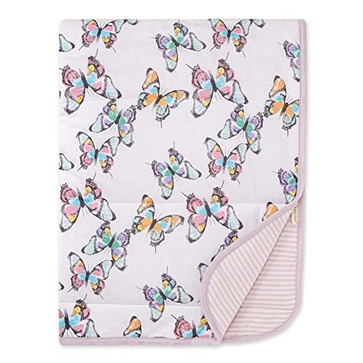 Burt's Bees Baby - Reversible Blanket, Nursery, Stroller & Tummy-Time Organic Jersey Cotton Quilted Infant & Toddler Bedding