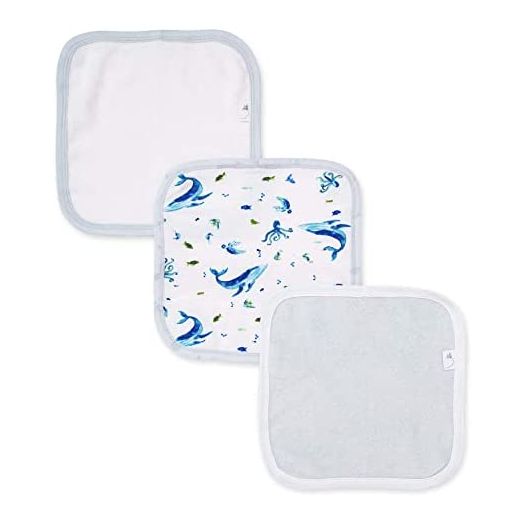 Washcloths, Absorbent Knit Terry, Super Soft 100% Organic Cotton