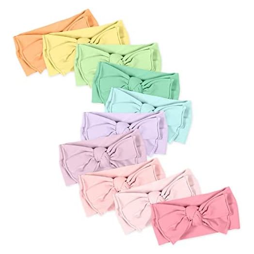HonestBaby unisex baby Organic Cotton Headband Multi-packs Headwrap, 10-pack Rainbow Girl, One Size US