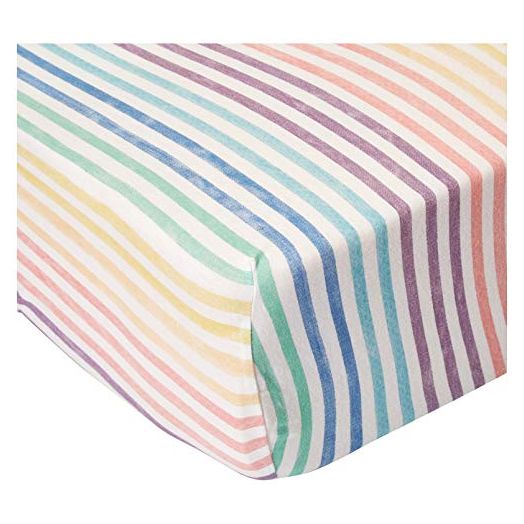 HonestBaby Organic Cotton Fitted Crib Sheet, Rainbow Stripe, One Size