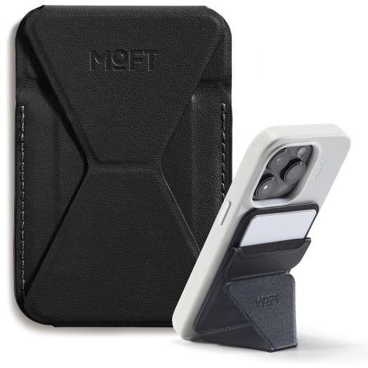 MOFT Magnetic Wallet Stand Compatible with iPhone 15/14/13/12 Series, Angle Adjustment & Magsafe Compatible MOVAS Phone Stand,Jet Black