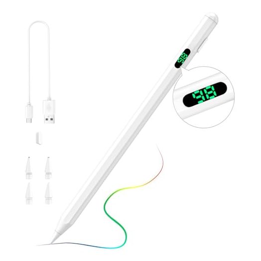TiMOVO Stylus Pen for iPad, Apple Pencil USB C Fast Charge, Palm Rejection for 2018-2024 Apple iPad Pro 13/12.9/11'', iPad 10/9/8/7/6th Gen, iPad Air 11&13 inch (M2) /6/5/4/3th, iPad Mini 5/6th