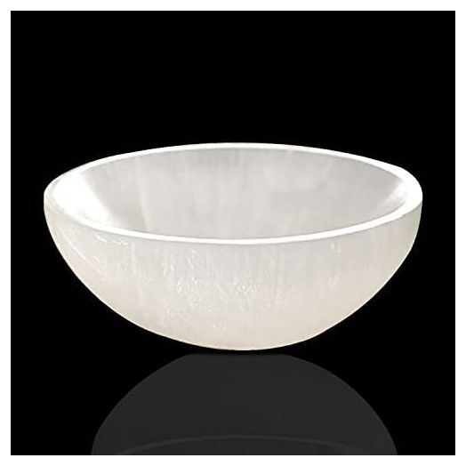 WBM Selenite Crystal Bowl 10 cm, Handmade Moroccan Healing Crystal for Smudging, Cleaning and Decoration