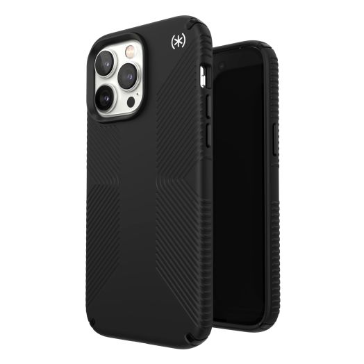 Speck Presidio2 Grip - Non-Slip iPhone 14 Pro Max Case (Black/Black/White)