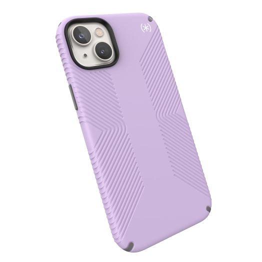 Speck iPhone 14 Plus Case - Drop Protection, Scratch Resistant, Dual Layer Slim Phone Case for 6.7 Inch iPhones 14 Plus - Built for MagSafe - Presidio2 Grip - Spring Purple/Cloudy Grey/White