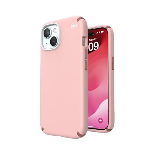 Speck iPhone 15 Case - Drop Protection - for iPhone 15, iPhone 14, iPhone 13 - Scratch Resistant, Soft Touch, 6.1 Inch Phone Case - Presidio2 Pro Dahlia Pink/Rose Copper/White