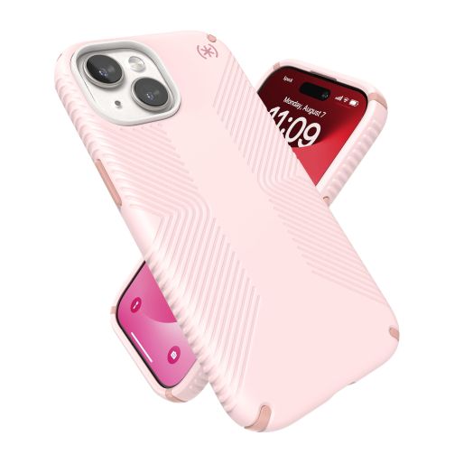 Speck iPhone 15 Case - Built for MagSafe, Drop Protection Grip - for iPhone 15, iPhone 14, iPhone 13 - Soft Touch 6.1 Inch Phone Case - Presidio2 Grip Nimbus Pink/Dahlia Pink/Strawberry Milk