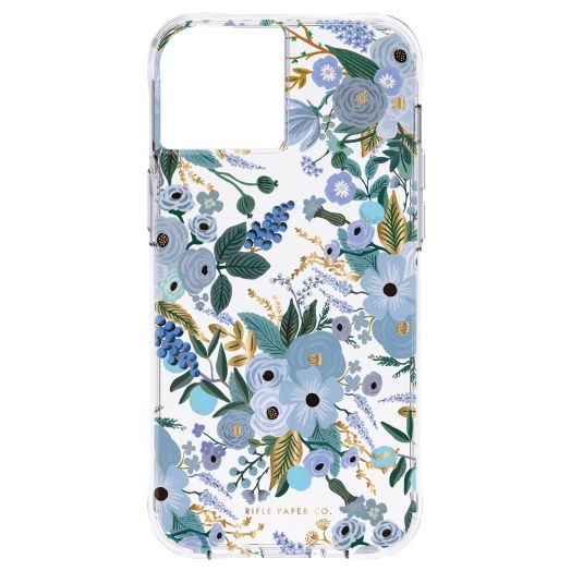 Rifle Paper Co. iPhone 13 Case for Women [10ft Drop Protection] [Wireless Charging] Floral Print Phone Case for iPhone 13, Slim iPhone Case, Anti Scratch, Shock Absorbing Materials - Garden Party Blue