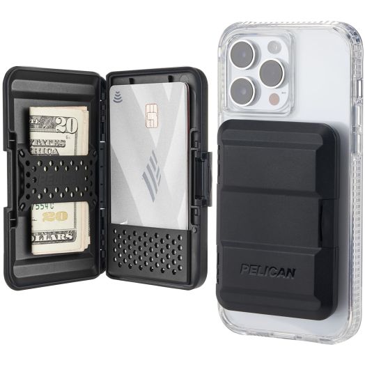 Pelican Magnetic Wallet for iPhone [Card Holder] Heavy Duty Snap-on MagSafe Wallet - Detachable Hard Shell Magnetic Phone Wallet - for iPhone 15 Pro Max/ 15 Pro/ 15/ 14 Pro Max/ 14/ 13 Pro Max - Black