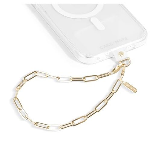 Case-Mate Phone Charm with Gold Metal Chain | Detachable Anti Theft Phone Strap | Hands-Free iPhone Wrist Strap for Women | Phone Chain Wristlet - Fits Apple, Samsung, Google Pixel & More | Gold