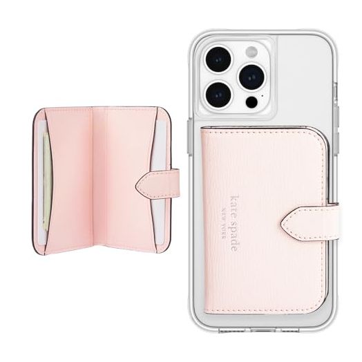 Kate Spade New York Morgan Magnetic Phone Wallet/Card Holder - Compatible with MagSafe Phones and Cases - Chalk Pink