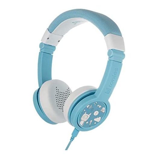 Tonies Foldable Wired Headphones for Kids - Comfortably Designed to fit On-Ear - Works with Toniebox and All 3.5mm Devices - Light Blue
