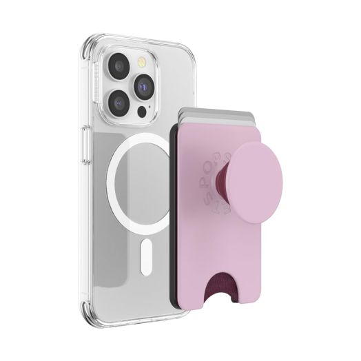 PopSockets Phone Wallet with Expanding Grip and Adapter Ring for MagSafe®, Phone Card Holder, Wireless Charging Compatible, Wallet Compatible with MagSafe® - Blush Pink