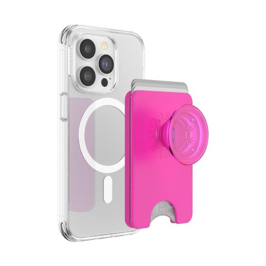 PopSockets Phone Wallet with Expanding Grip and Adapter Ring for MagSafe®, Phone Card Holder, Wireless Charging Compatible, Wallet Compatible with MagSafe® - Magenta