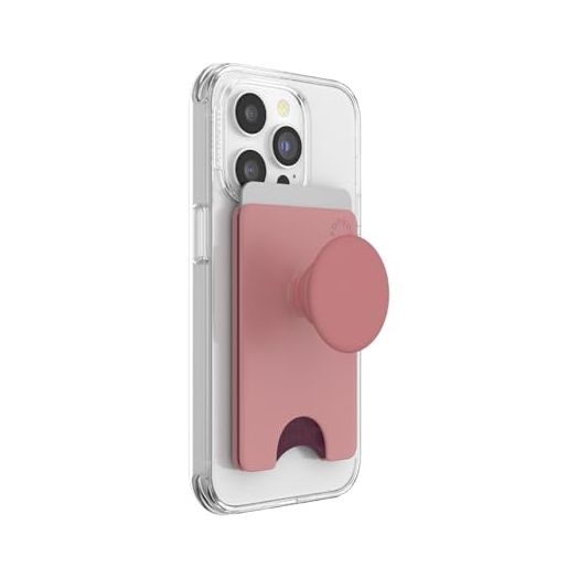 PopSockets Phone Wallet with Expanding Grip, Phone Card Holder, Wireless Charging Compatible, Wallet Compatible with MagSafe - Clay