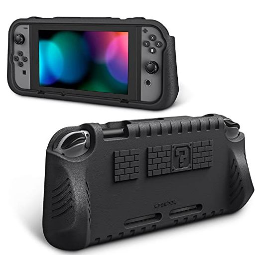 Fintie Kids Case Compatible with Nintendo Switch w/2 Game Card Slots - [Ultralight] [Shockproof] Protective Cover with Ergonomic Grip, Kids Friendly Grip Case for Switch Console (Black)