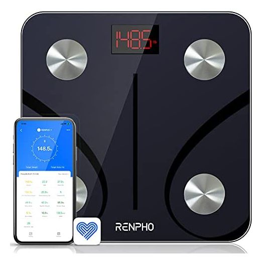 RENPHO Bluetooth Body Fat Scale, Digital Weight Scale Bathroom Smart Body Composition Analyzer Wireless BMI Compact Scale Health Monitor with Smartphone APP, 396 lbs