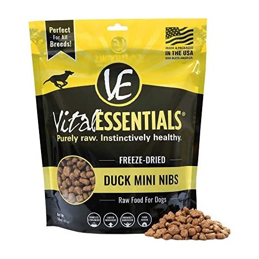 Vital Essentials Freeze Dried Dog Food, Duck Mini Nibs 16 oz