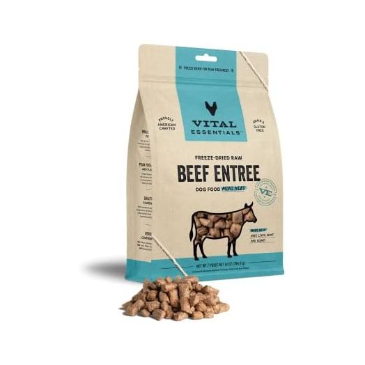 Vital Essentials Freeze Dried Raw Dog Food, Beef Mini Nibs Entree, 14 oz