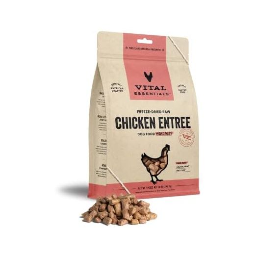 Vital Essentials Freeze Dried Raw Dog Food, Chicken Mini Nibs Entree, 14 oz